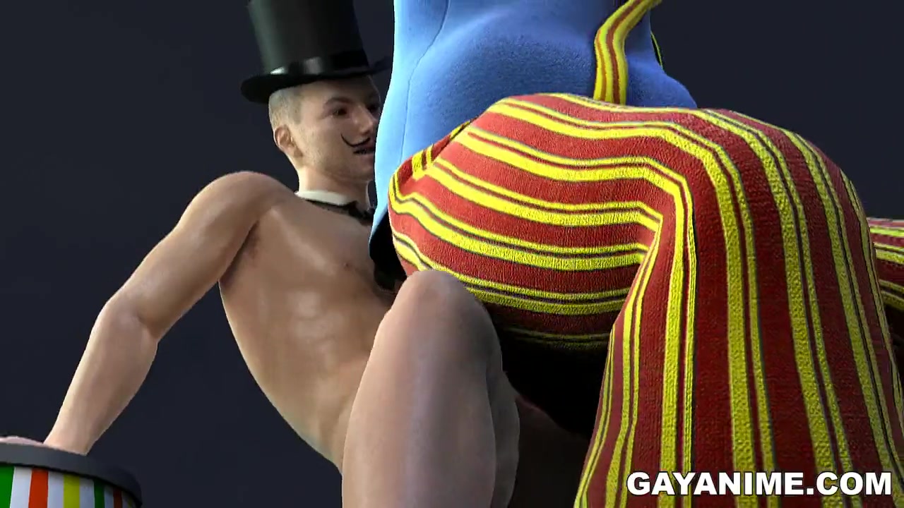 CG clown sucks and copulates outdoors