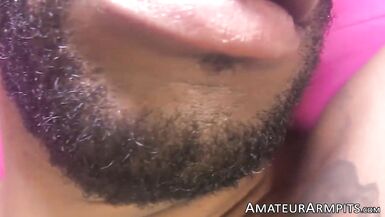 Swarthy dilettante licks his yummy armpits during the time that jerking off