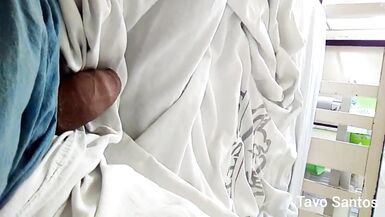 Risky Flashing Dick in Hospital   Jerk off in doctor bathroom   Cumshot