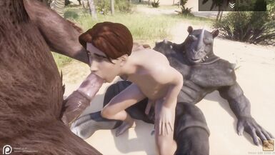 Wild Life / Teen Guy Gets two Huge Furry Dick (Group)