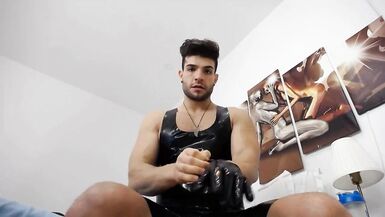 Rubber Latex Flex and Tease with my Cock HOTTER Stripp