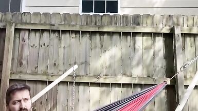 Rex Mathews Risky Public Outdoors Strip and Jerk in Hammock outside Neighbors Windows on Busy Street