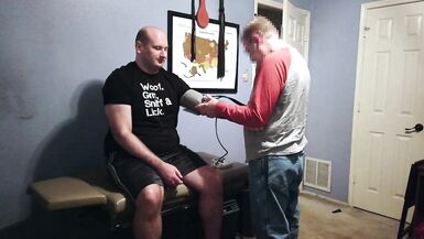 Sir G gives me a Medical Exam before Hooking up the Electro to my Cock and Butt while Spanking me