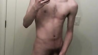 19 Year old Jesse Gold Jerks his Hairy Cock Late at Night