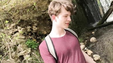 Hot Hunk Jerking his Big Dick (23cm) in Public Place near the Dam/ Teen Boy