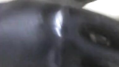 Handjob Wearing Latex Catsuit with Latex Sheath inside