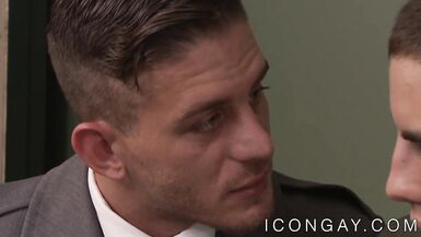 Uniformed gay Alexandro Gustavo rimms and ass fucks prisoner