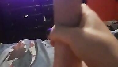 Crossdresser puts dildo in ass then fucks a fleshlight