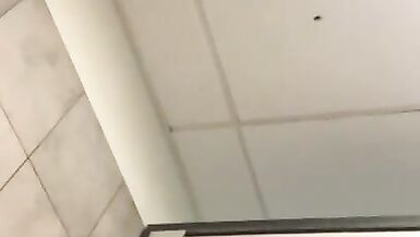 Playing with a Guy in an Understall Restroom and eat my cum!