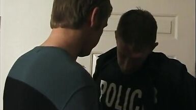 Two smooching cops sucking dick and fucking tight ass