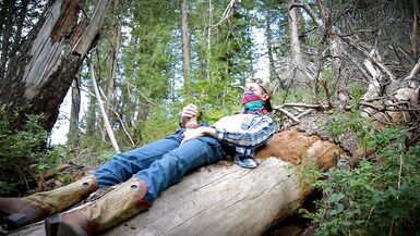 Hot Country Boy Jacks Off On Fallen Tree in Public Wilderness