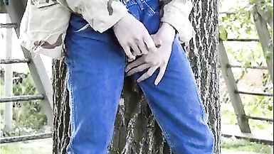 Redneck Wanks His Hung Cock Publicly in Backyard and Cums! - 13 image