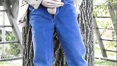 Redneck Wanks His Hung Cock Publicly in Backyard and Cums! - 4 image