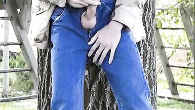 Redneck Wanks His Hung Cock Publicly in Backyard and Cums! - 7 image