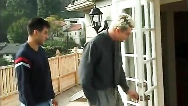 Blonde dude opens his legs wide for his boyfriend fuck him