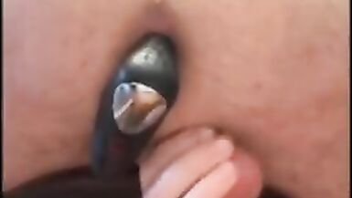 Nice cum at first time ass play with electric prostate massager