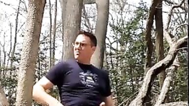 Exhibitionist masturbating in the woods, jerking-off outside