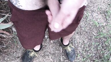 Uncut Cumshot in Slow Motion While on a Hike Outdoors - 12 image