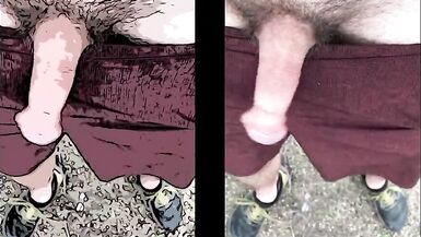 Uncut Cumshot in Slow Motion While on a Hike Outdoors - 3 image