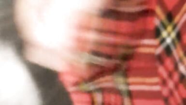 Guy masturbates in skirt