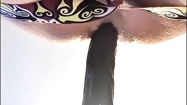 Fucking machine deep anal with black dildo - 15 image