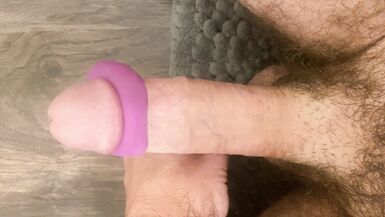 HUGE COCK HEAD from COCK RING vibrator big erection cum precum edging