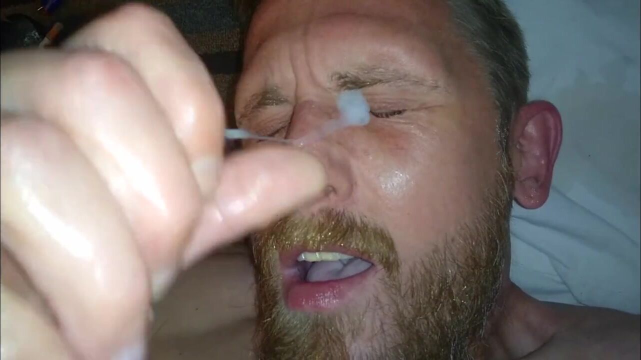 Bearded Stud Anal Dildo, Piss Drinking, Self-Facial, & Cum Play