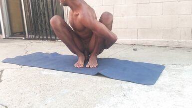 Sexy Stud Practices Yoga Naked in Public Yard - 14 image