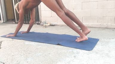 Sexy Stud Practices Yoga Naked in Public Yard - 9 image