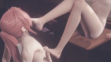 Yaoi Femboy - Fer Footjob and fucked with creampie - 5 image