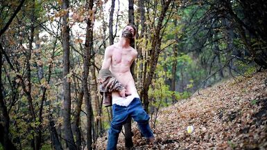 Wanking and fucking myself with a dildo in a public forest. Beautiful autumn evenings satisfy so well. - 8 image