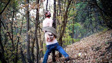 Wanking and fucking myself with a dildo in a public forest. Beautiful autumn evenings satisfy so well. - 9 image