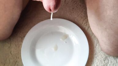 Chastity, urethral fuck close up and slow motion cumshot