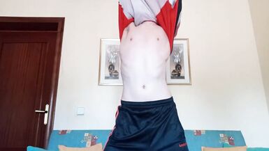 Whore strips his big cock and leaves a big cum