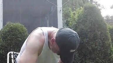 Part 1 of 2, Lumberjack dad sawing tree - 14 image