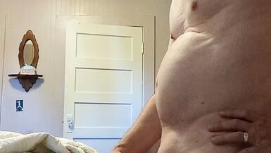 Jerking off my old pathetic little dick wearing cockrings