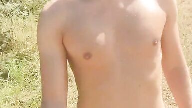 Nude walk with chastity cage - risky public with anal toy