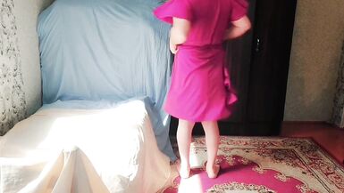 Sissy Pink Dress Crossdresser Slut White Big Ass Big Butt Gay Boy Natural Beauty Pretty Cute Transgender Shemale MTF - 8 image