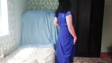 Blue Dress Crossdresser Sexy Slut Sissy Gay Boy Twink Big Butt Booty Ladyboy Femboy Shemale MTF LGBT White Cute Solo