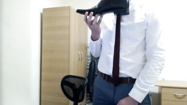 Twink Boss Precrum Shoe Play and Suit Strip