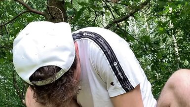 Polish Teen boy play monster dildo outside public forest and destroys the ass than he cums - 1 image