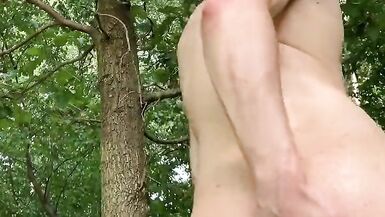 Polish Teen boy play monster dildo outside public forest and destroys the ass than he cums - 14 image