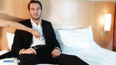 A str8 banker in suit trouser made a porn in spite of him