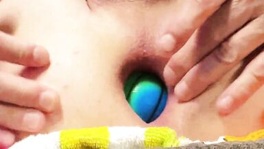 STUFFING BALLS UP MY ASS THEN SHOOTING THEM OUT