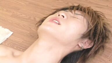 Cute son gets seduced by his Japanese stepdad in the kitchen and has hot gay sex for the first time