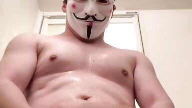 Düz kaslı Japon adam, mastürbasyon yaparken kıçından gerizekalı