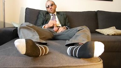 After work (5) - showing off my feet and cumming. - 3 image