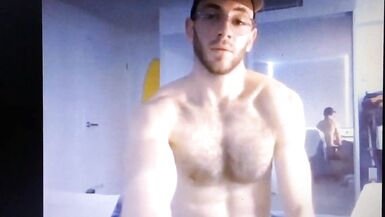 Bearded straight hairy daddy shows his monster cock