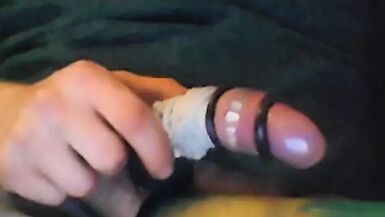 Balls Vacuum Pumping With Bound Cock And Cockhead With Rings - 1 image