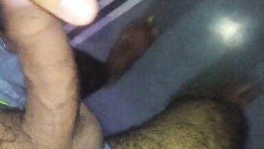 Doing cumshot in front of step sister and release a lot of cum in front of her.
